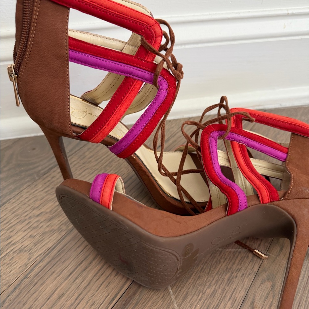 Jessica Simpson Brown and Red Heels - Picture 3 of 3